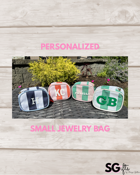 Personalized coated travel jewelry bag with tassel closure-4 colors available