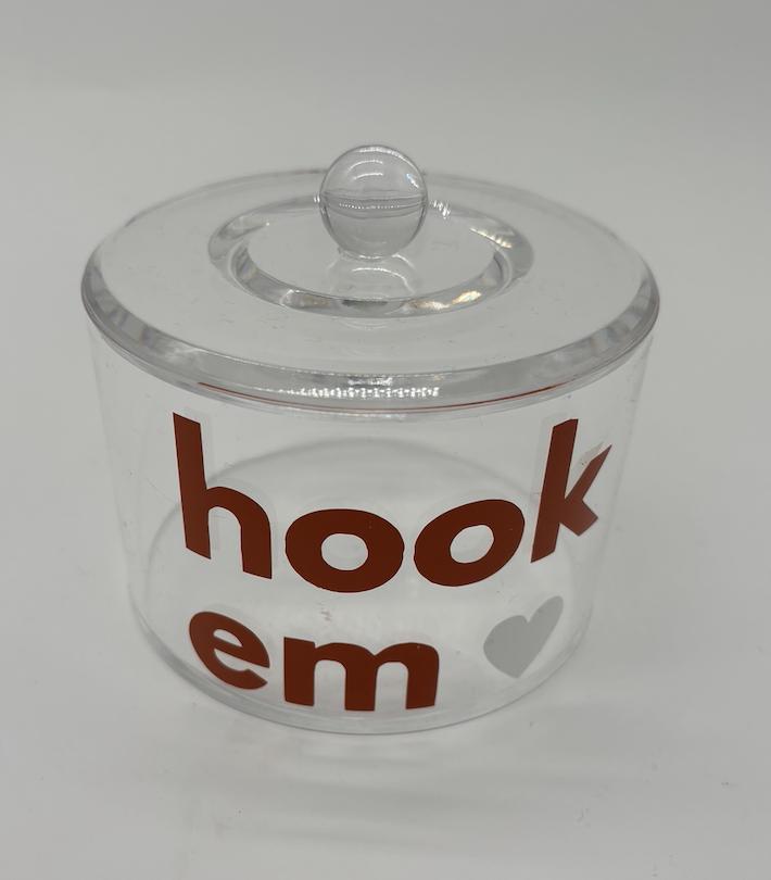 personalized clear acrylic 3" x 4"  college desk candy jar- can be made with any college