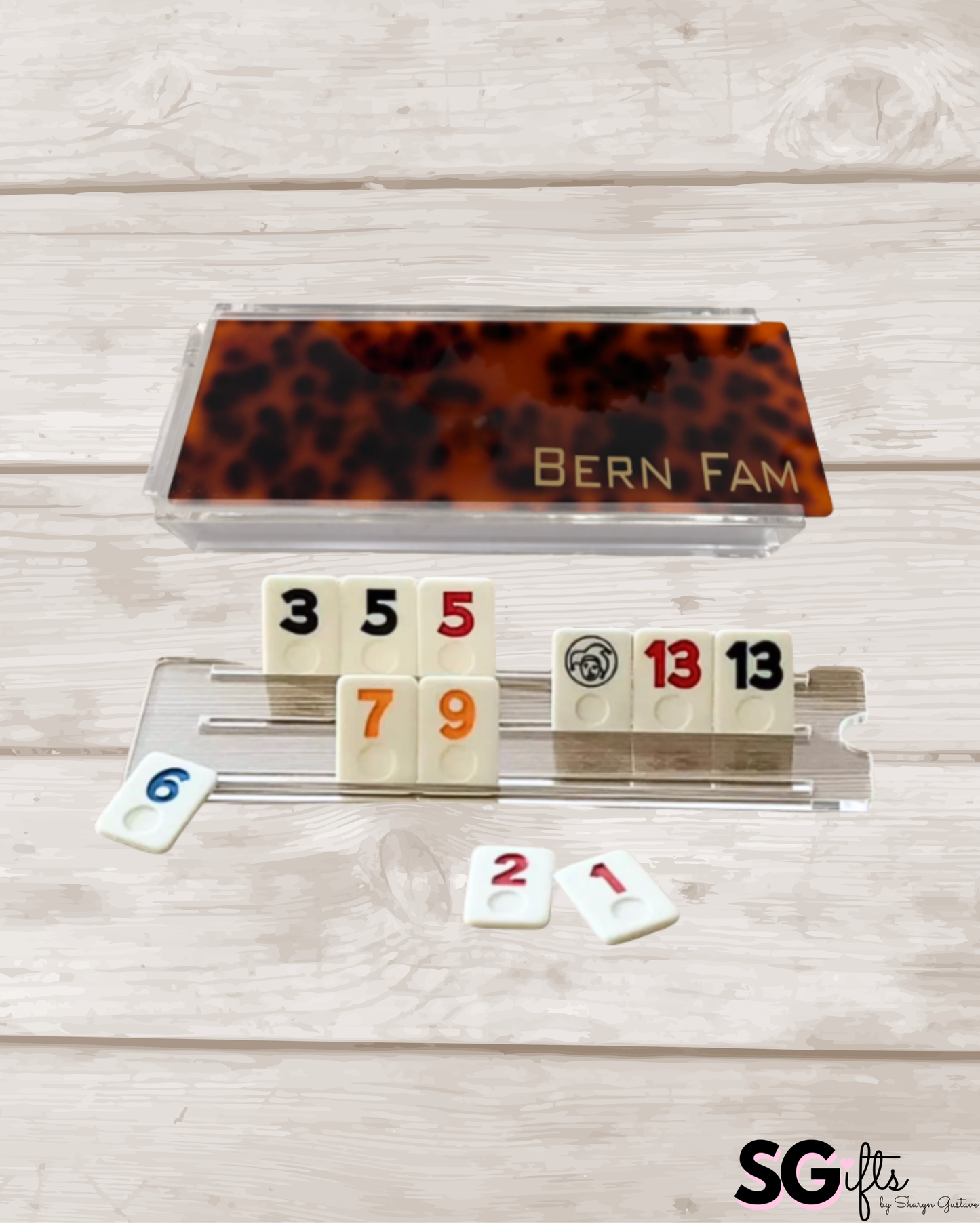 Personalized acrylic rummikub set -tortoise