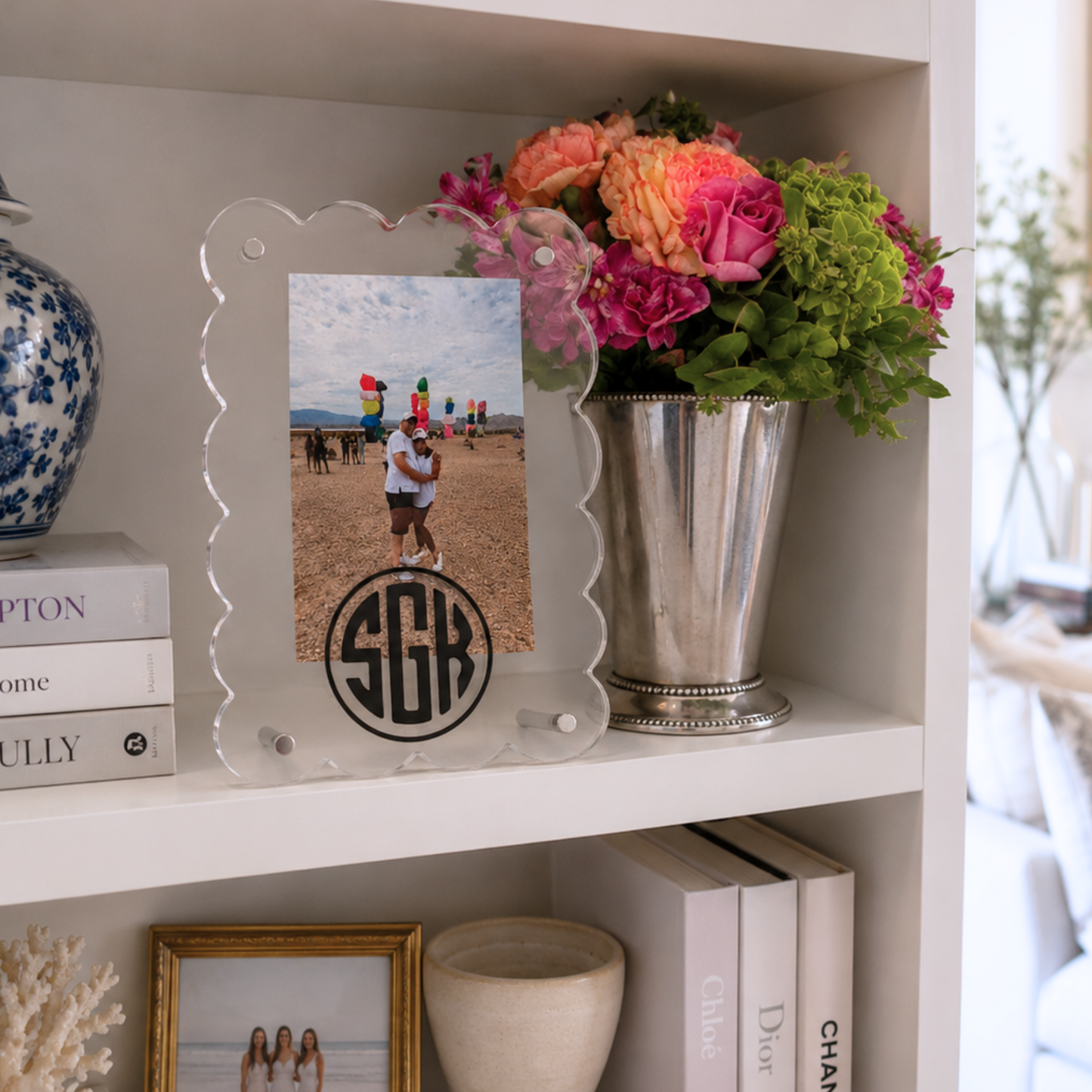 Personalized acrylic scalloped frame - 6" x 8"
