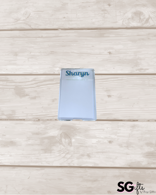 Personalized 4" x 6" acrylic memo holder (paper included) - your name