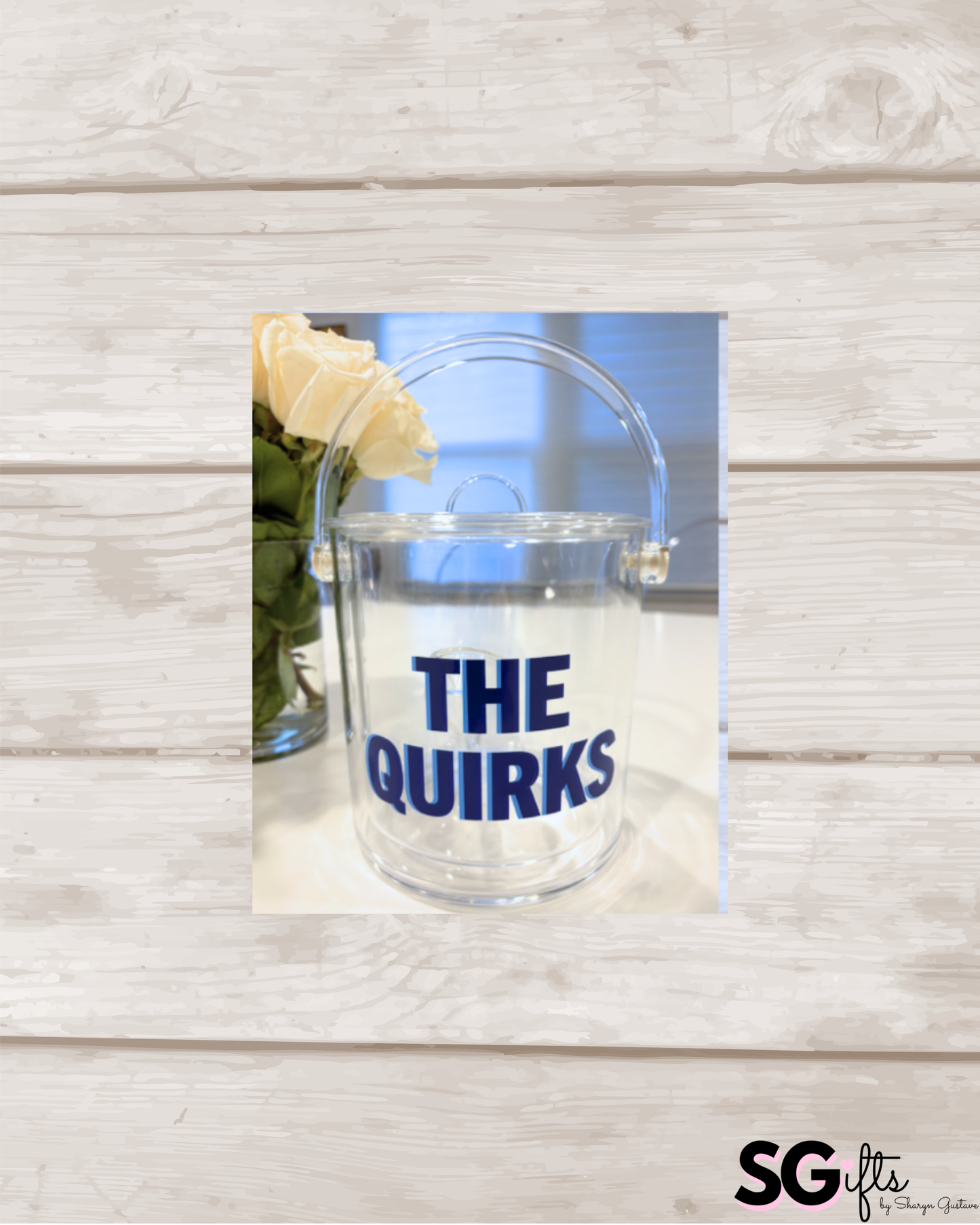 Personalized clear acrylic 1 1/2 qt double wall ice bucket - The Quirks