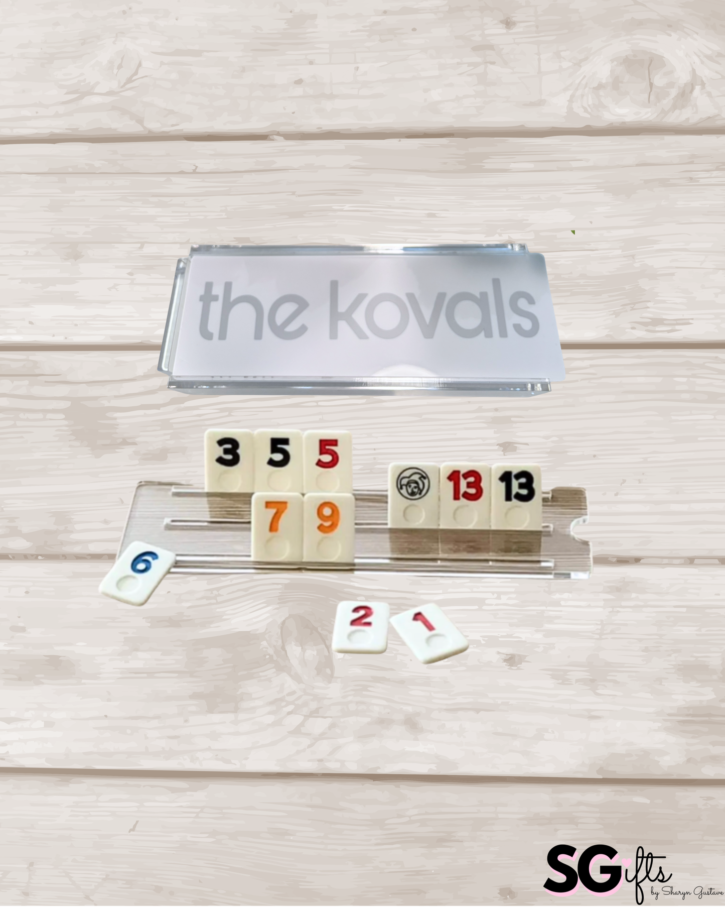 Personalized acrylic rummikub set - opaque white