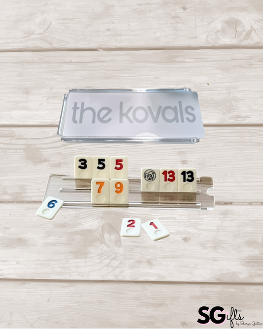 Personalized acrylic rummikub set - opaque white