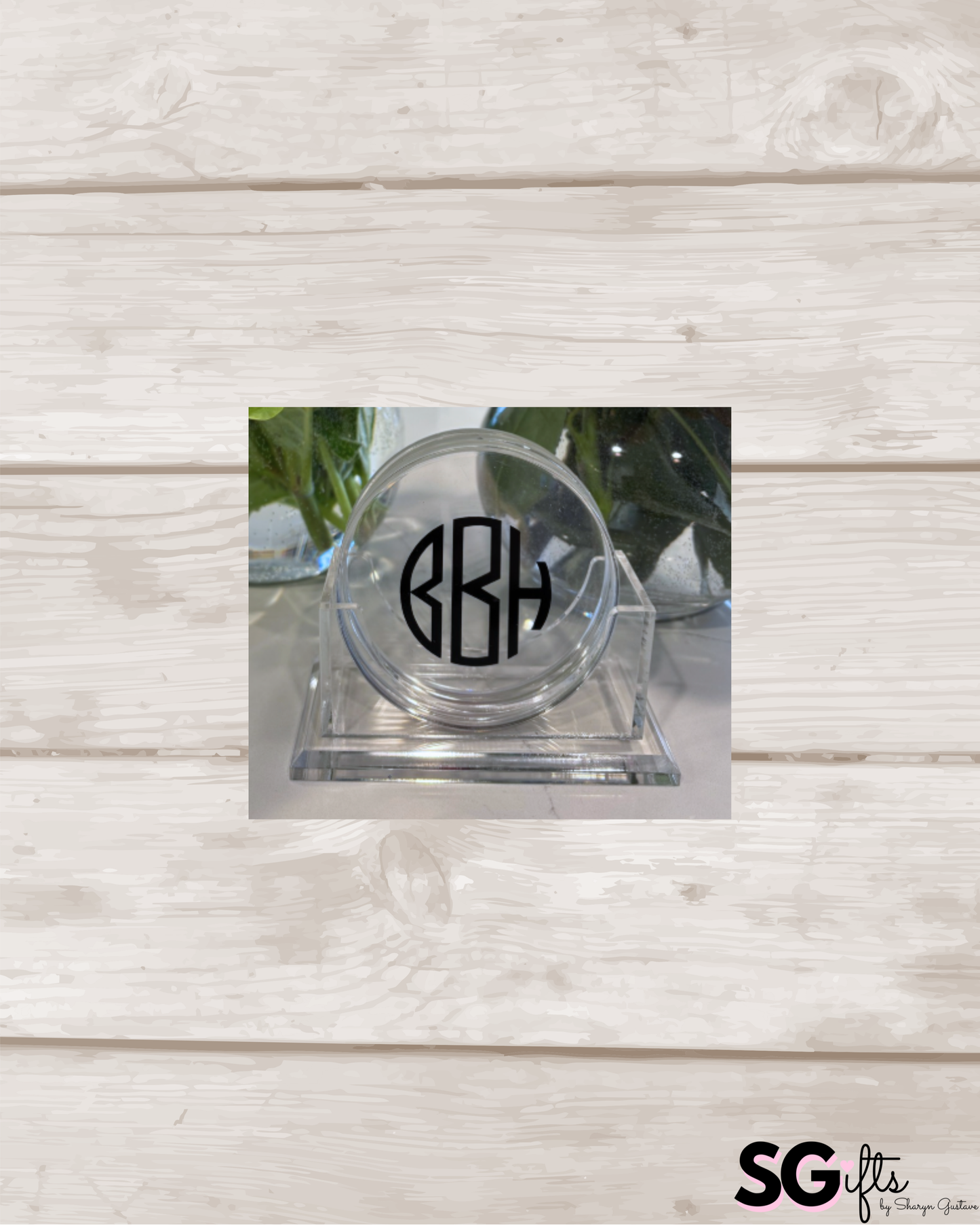 Personalized acrylic round coasters - set of 4