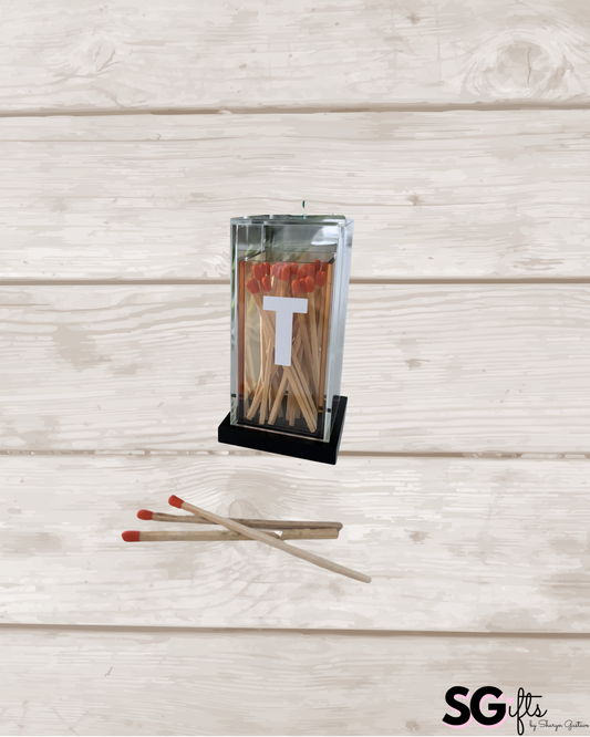 Personalized amber and blue acrylic match holder /hostess gift  (matches not included)