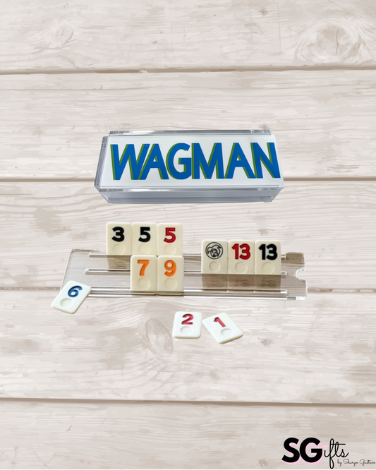 Personalized acrylic rummikub set - opaque white