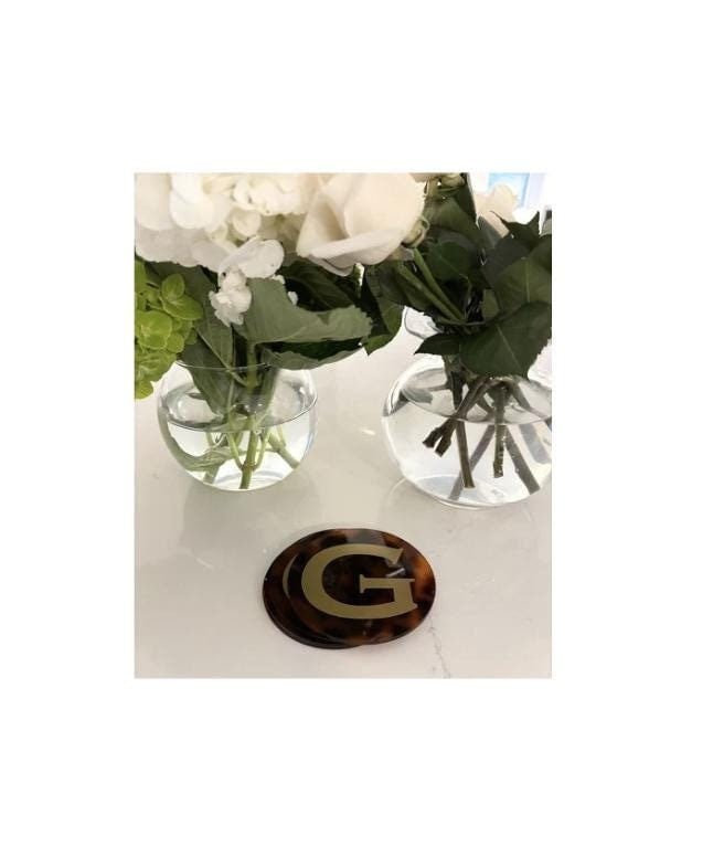 Personalized 4" clear round tortoise coasters- set of 4