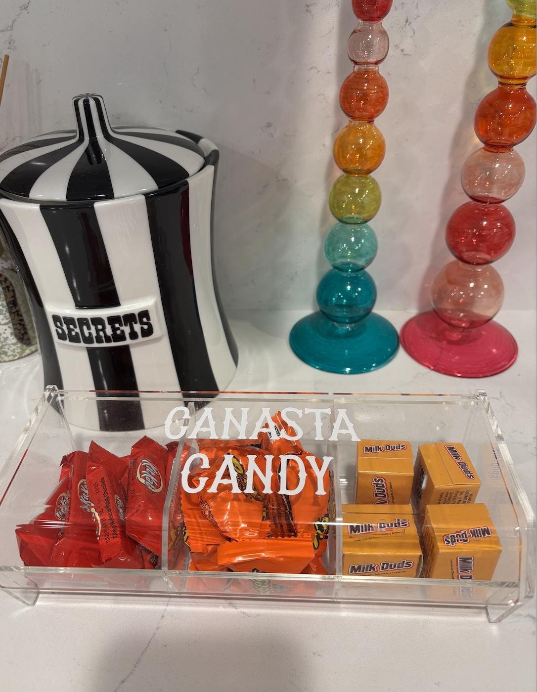 Acrylic 3 compartment CANASTA CANDY box (candy not included)