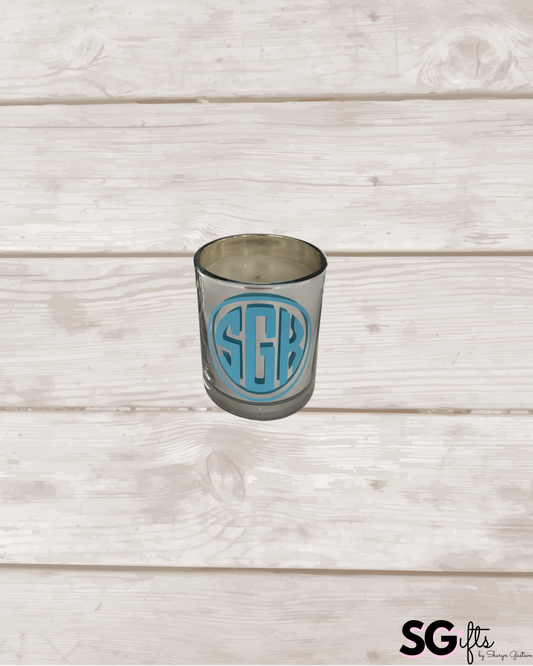 Personalized candle - Mystic birchwood - 7.8 ounce - 3 letter round monogram