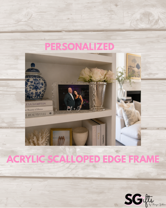 Personalized thick acrylic magnetic scalloped frame - 6" x 8"