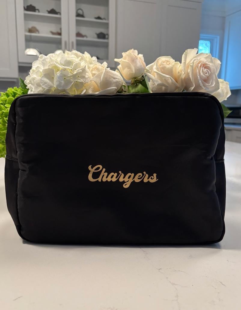 personalized nylon black makeup bag  11" x 5" x 7"