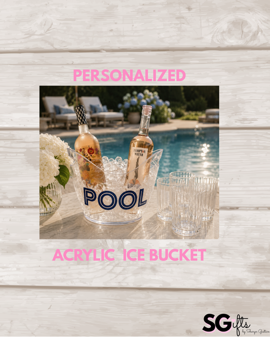 Personalized clear acrylic large 8 L ice bucket  - POOL