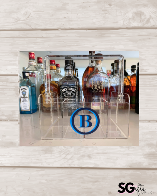 Personalized clear acrylic silverware caddy - double circle monogram