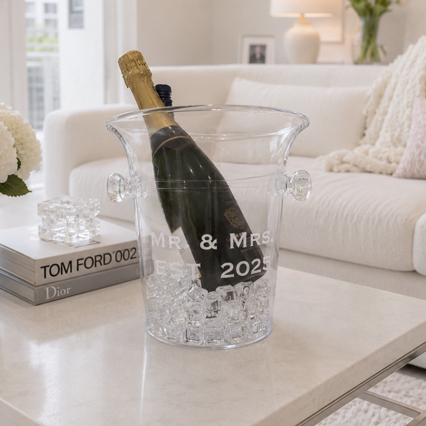 Personalized acrylic champagne ice bucket