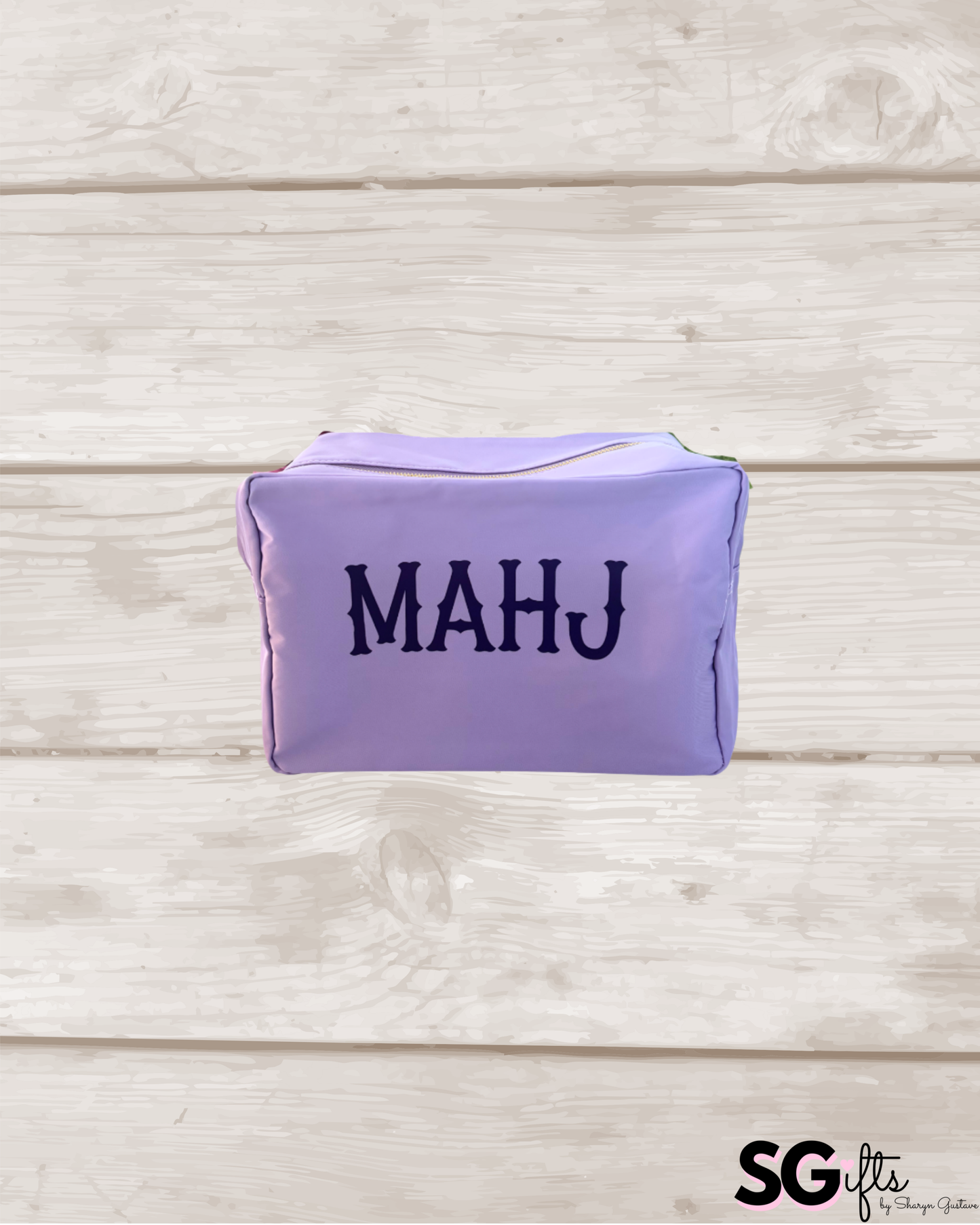Lilac nylon Mahj bag 11" x 5" x 7"