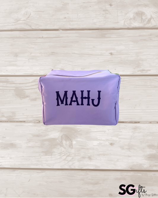 Lilac nylon Mahj bag 11" x 5" x 7"