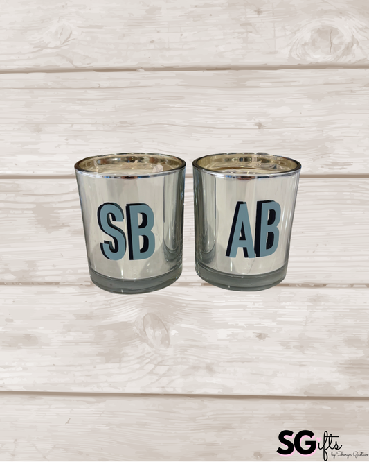 7.8 ounce candle-personalized with your 2 letter monogram- Sandalwood vanilla