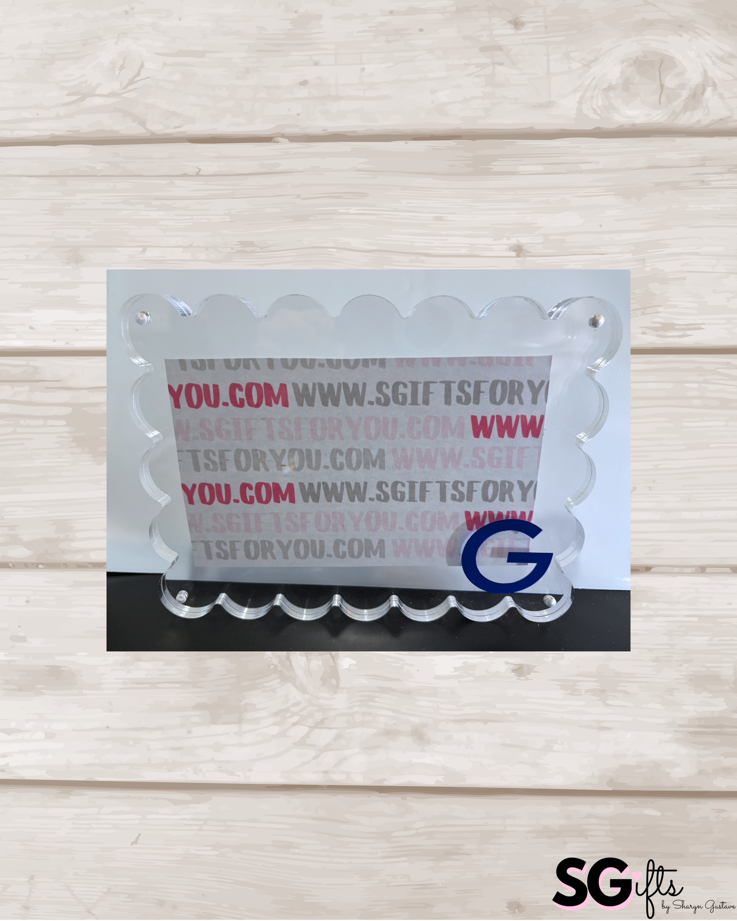 Personalized thick acrylic magnetic scalloped frame - 6" x 8"