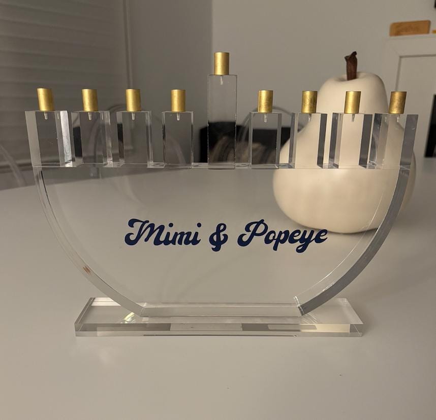 Personalized acrylic menorah