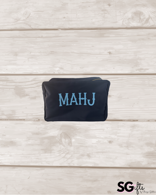 Navy nylon Mahj bag 11" x 5" x 7"