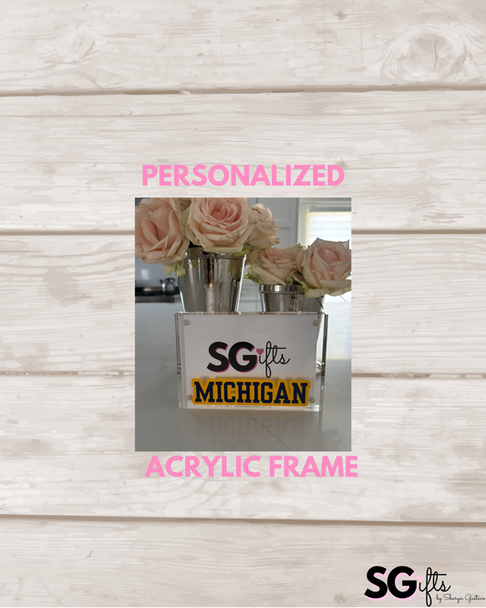 Personalized 4" x 6" clear acrylic magnetic block frame