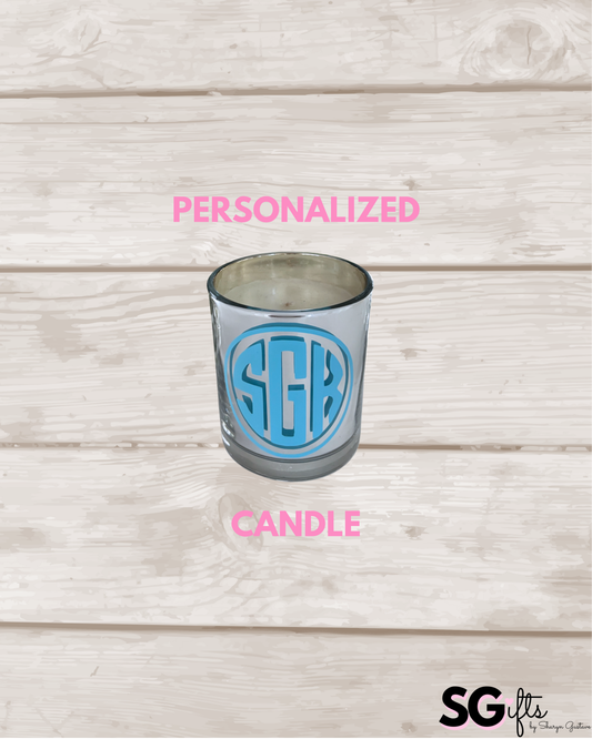 Personalized candle - Mystic birchwood - 7.8 ounce - 3 letter round monogram