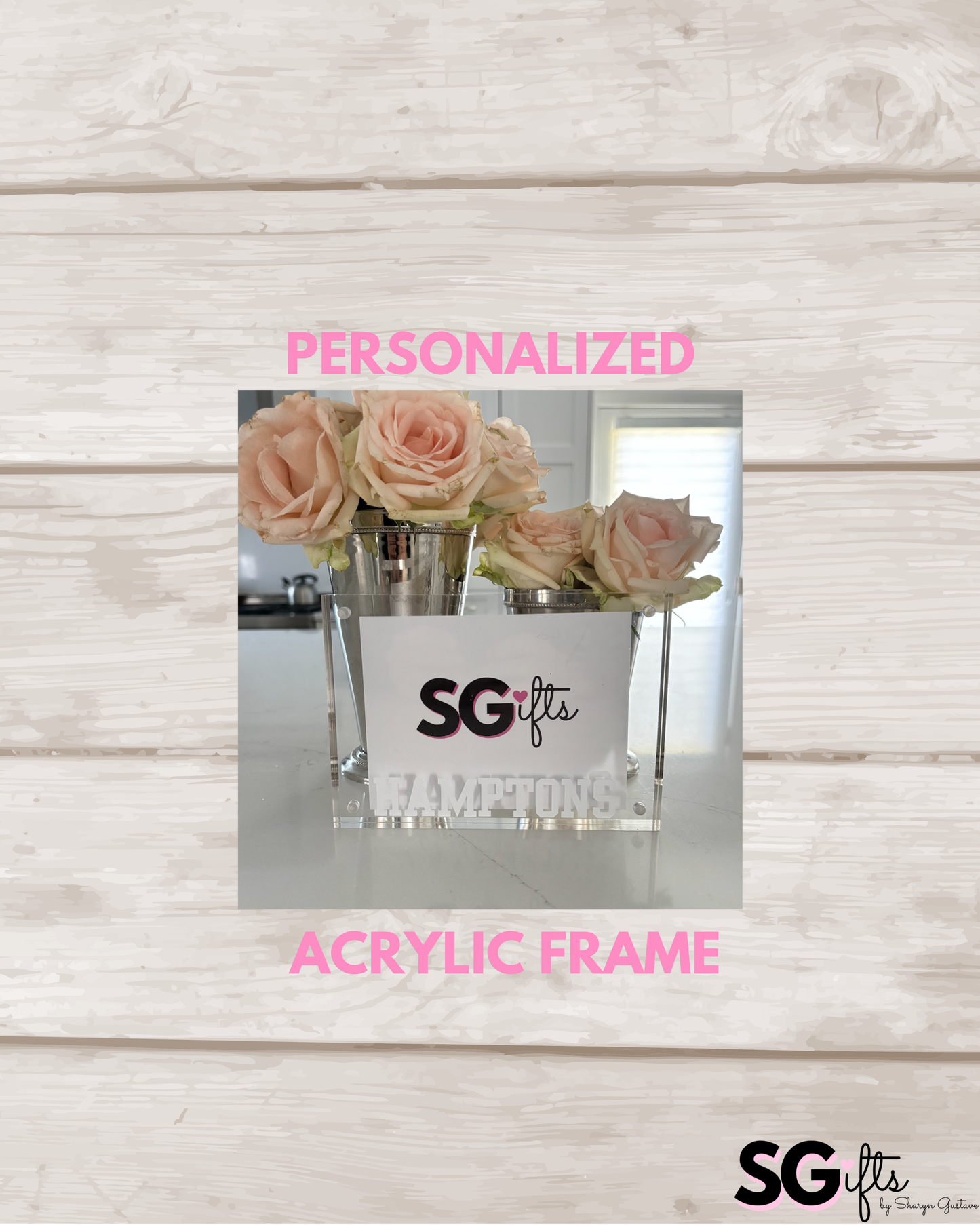 Personalized 5" x 7" clear acrylic magnetic block frame