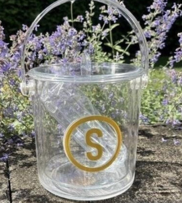 Acrylic 1 1/2 qt double wall customizable ice bucket - circle monogram