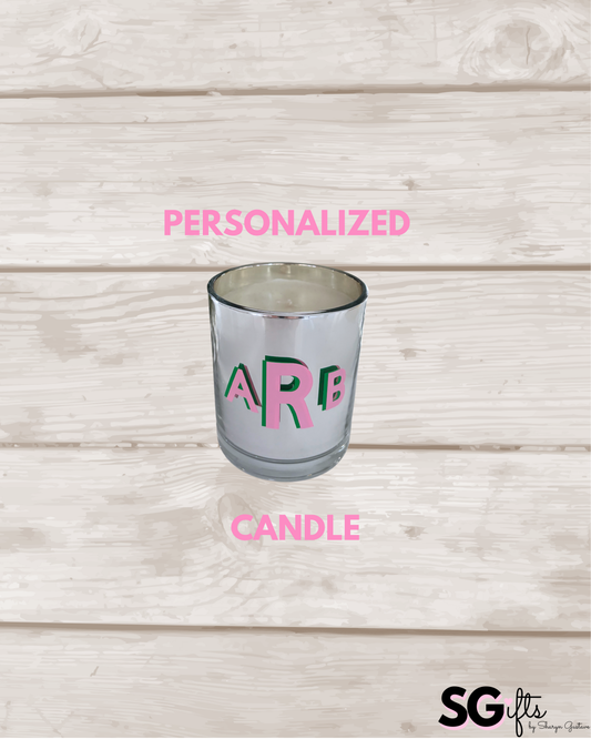 7.8 ounce candle-personalized with a 3 letter monogram- Sandalwood vanilla