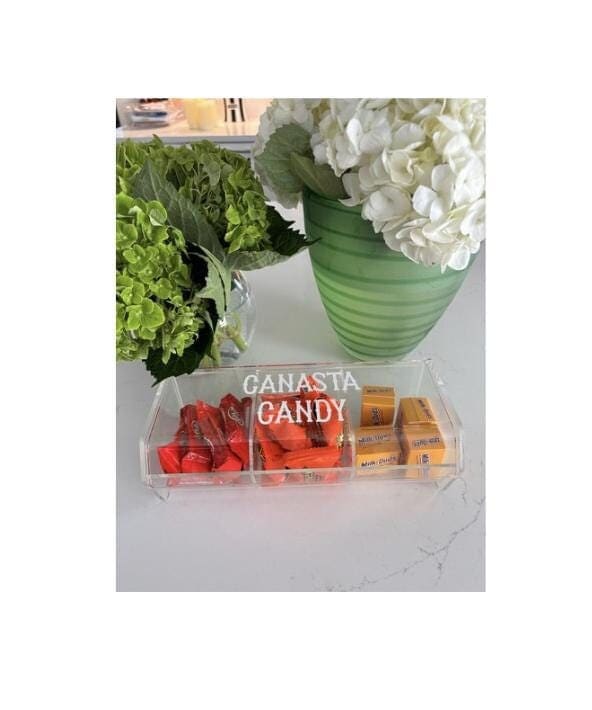 Acrylic 3 compartment CANASTA CANDY box (candy not included)