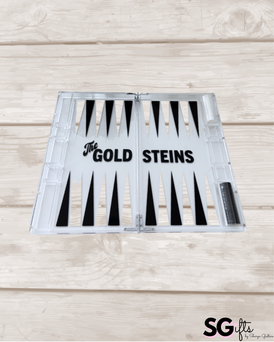 Personalized acrylic backgammon set - black and white