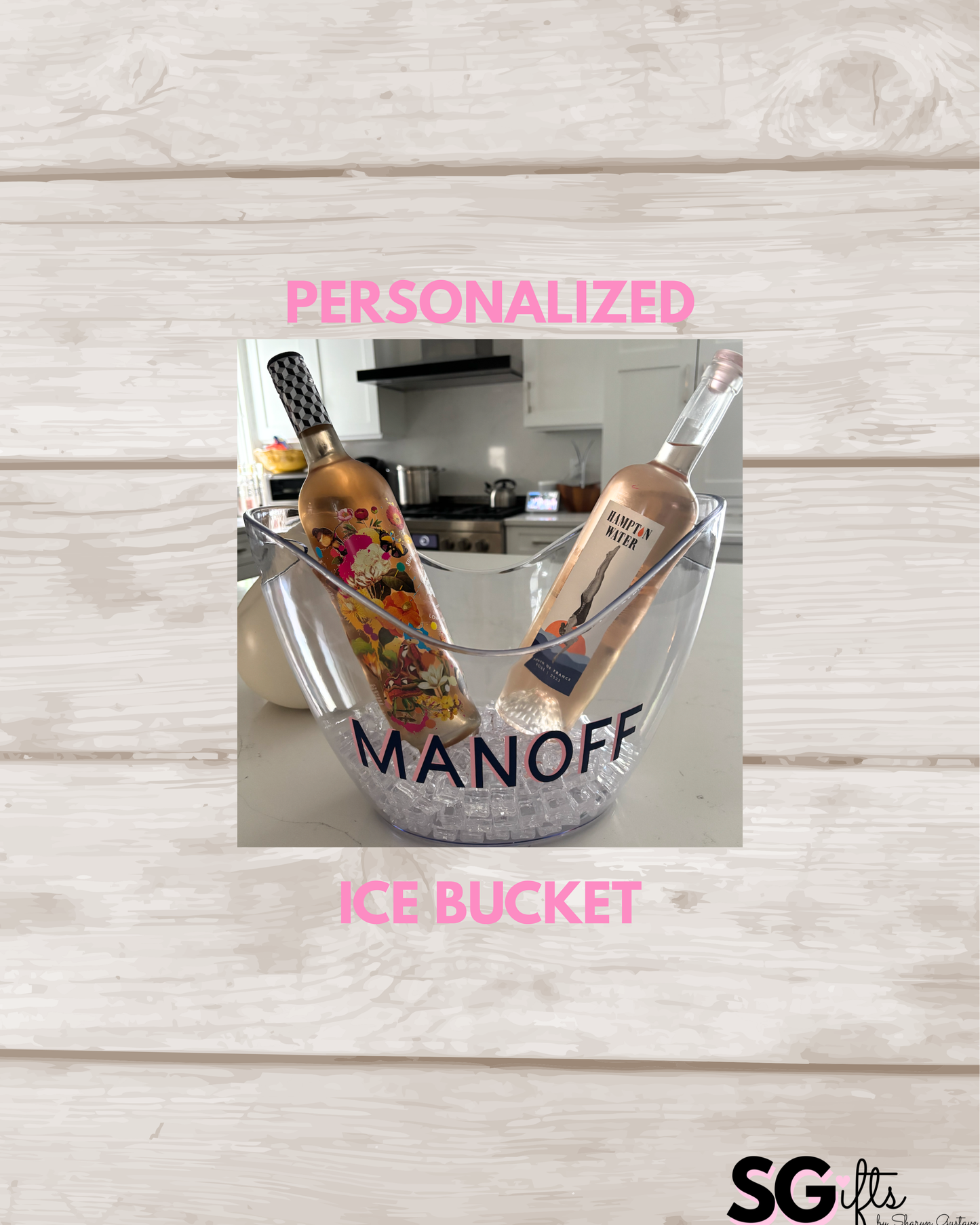 Personalized clear acrylic large 8 L ice bucket -MANOFF