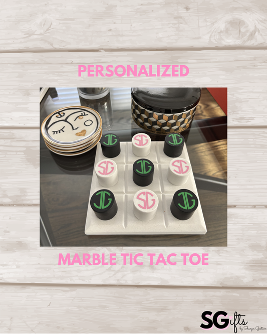 Personalized marble tic tac toe set