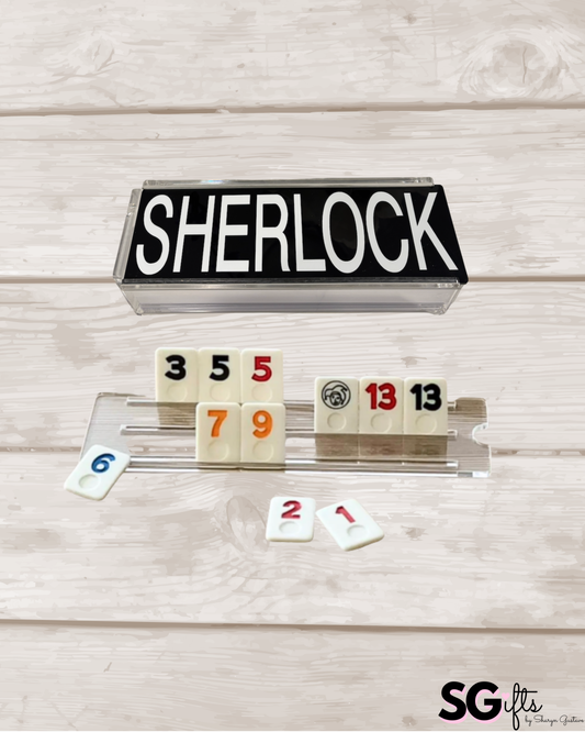 Personalized acrylic rummikub set- opaque black