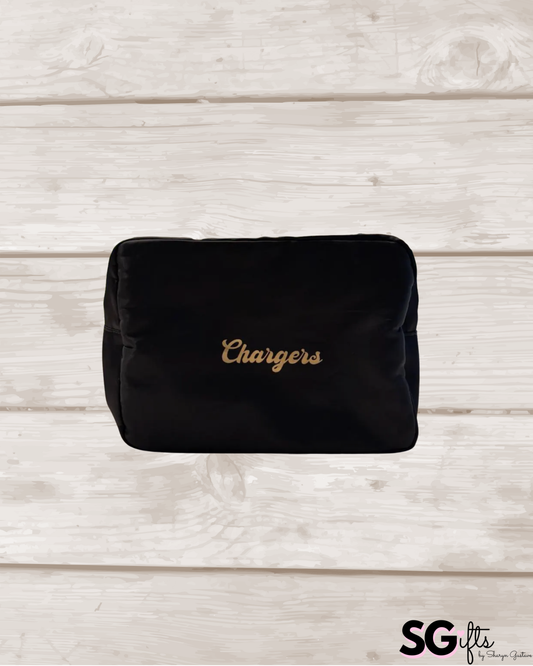 Personalized black nylon black makeup bag  11" x 5" x 7"