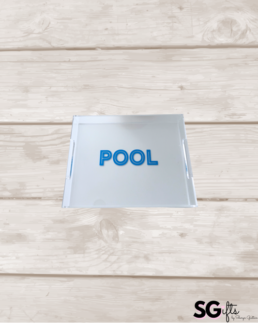 Personalized acrylic tray with POOL in the center