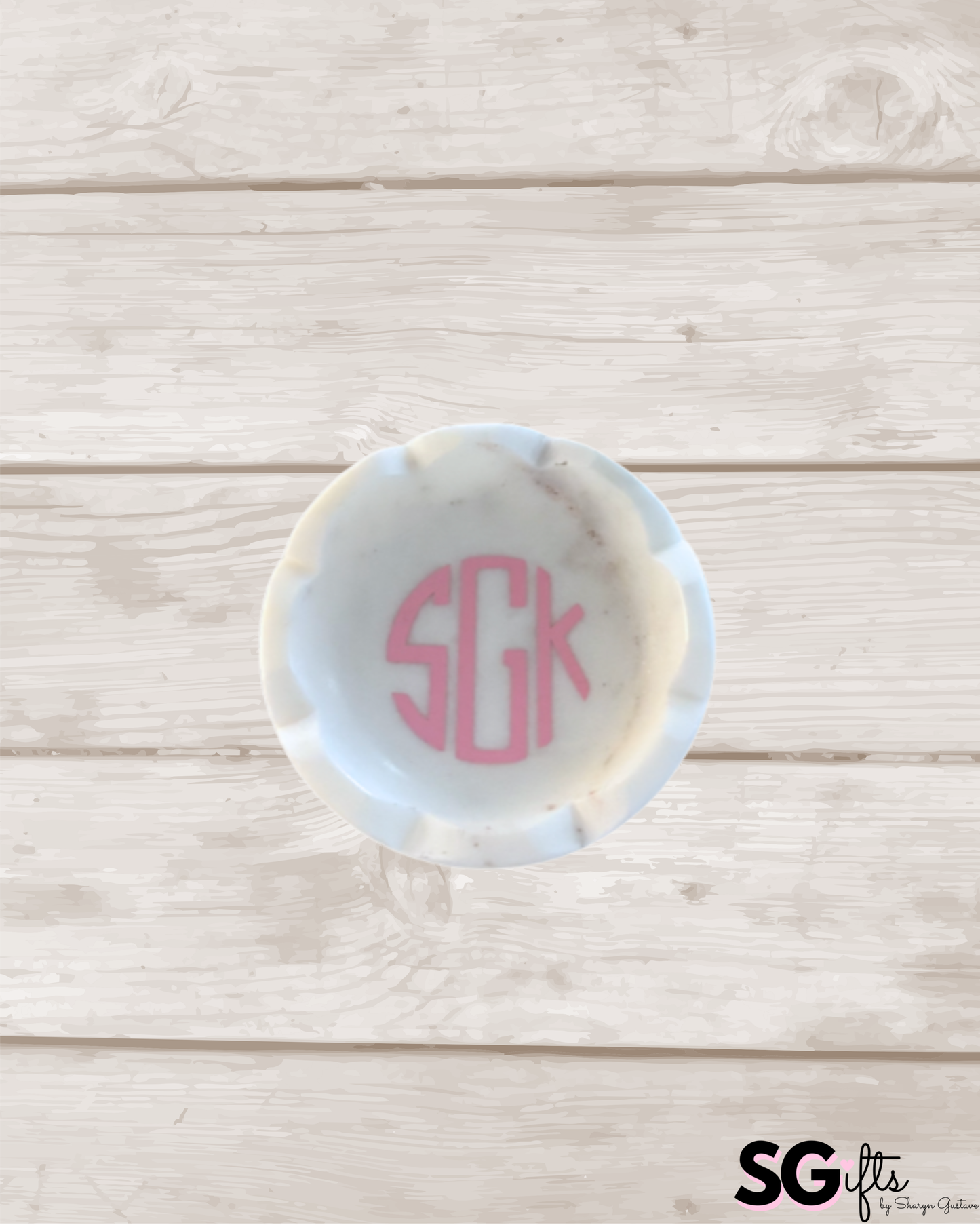 Personalized 4.5" white marble jewelry tray