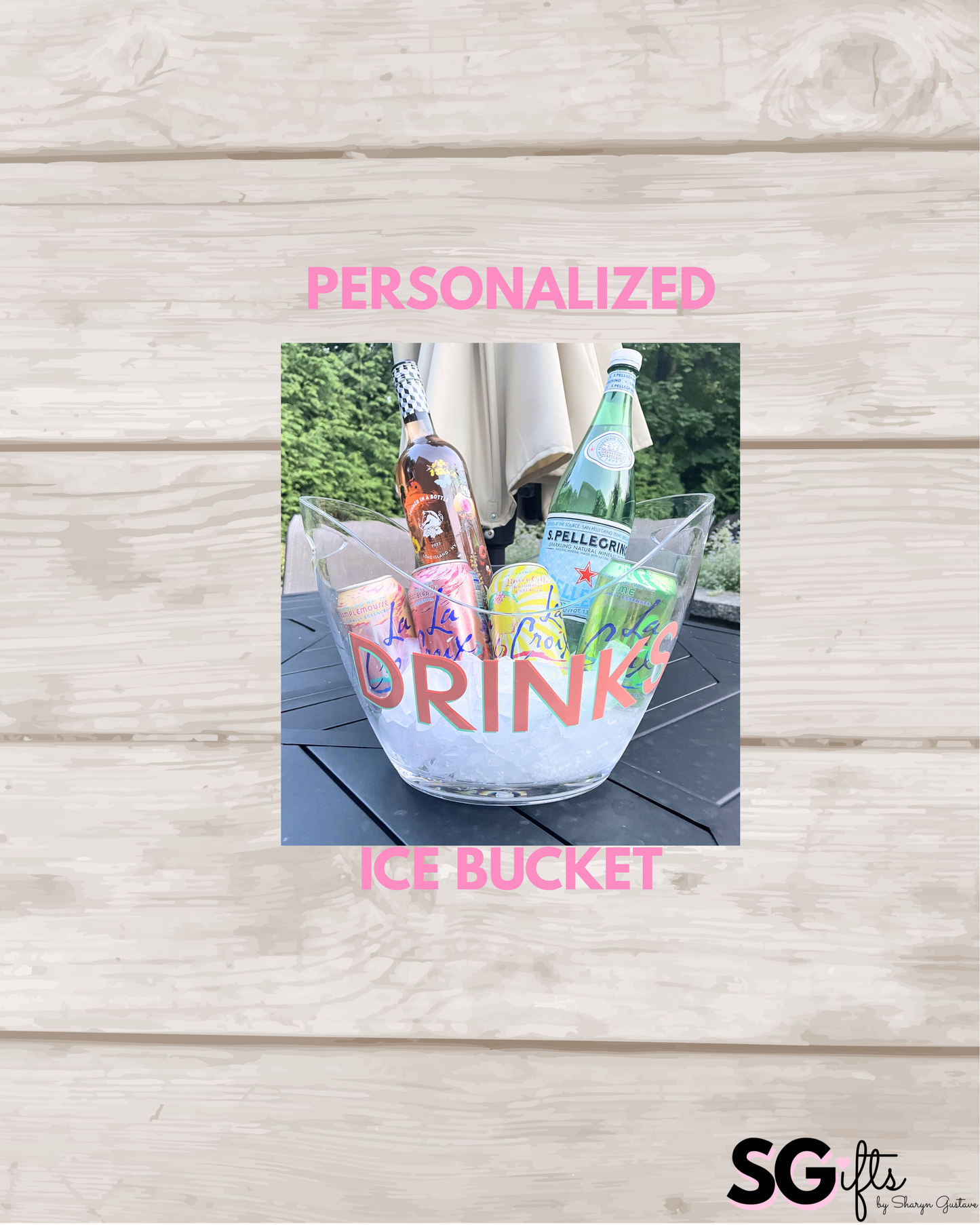 Personalized clear acrylic large 8 L ice bucket - DRINKS