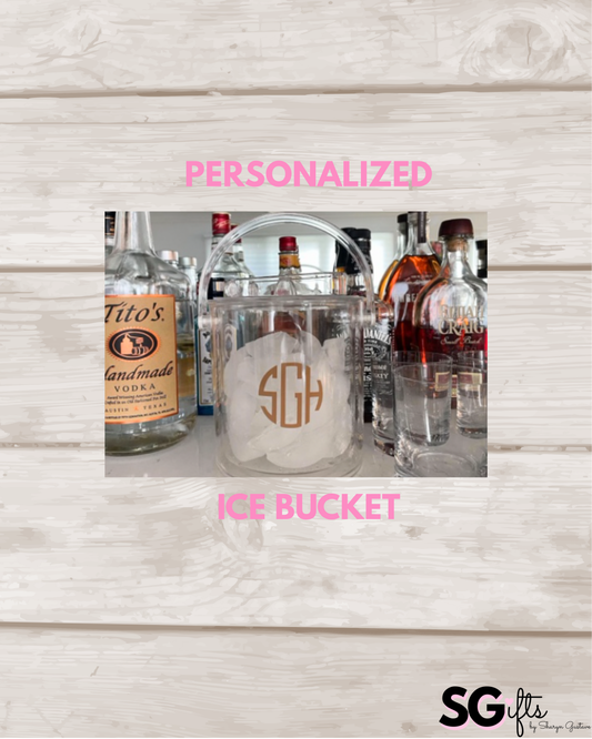 Personalized clear acrylic 1 1/2 quart double wall ice bucket - modern monogram