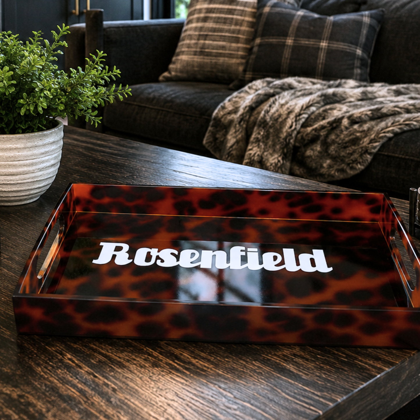 Personalized 8” x 12” acrylic tortoise tray - last name