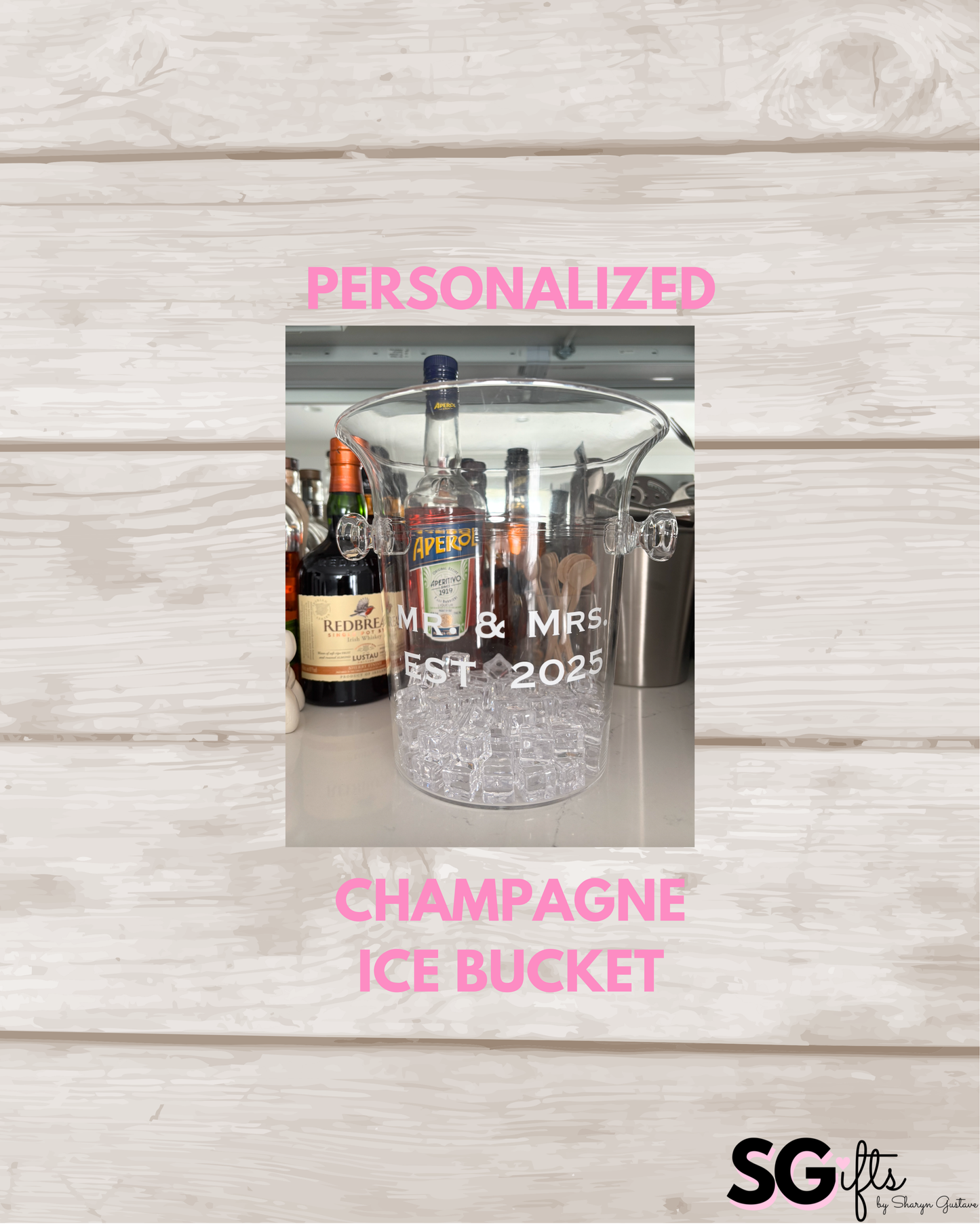 Personalized acrylic champagne ice bucket