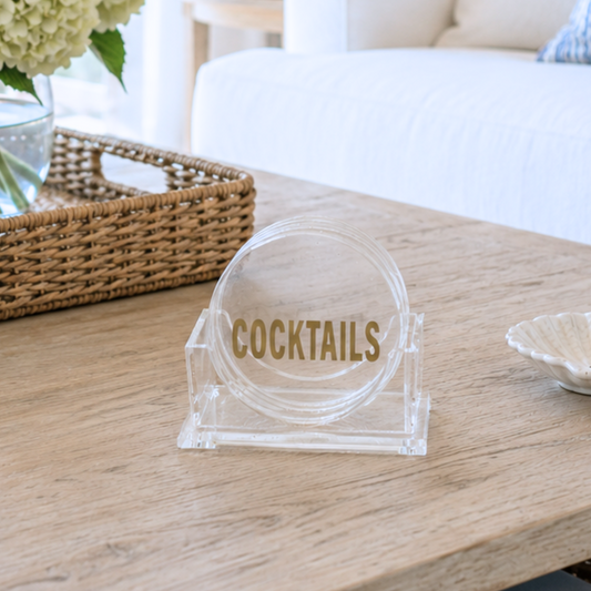 Personalized acrylic round Cocktail coasters - set of 4