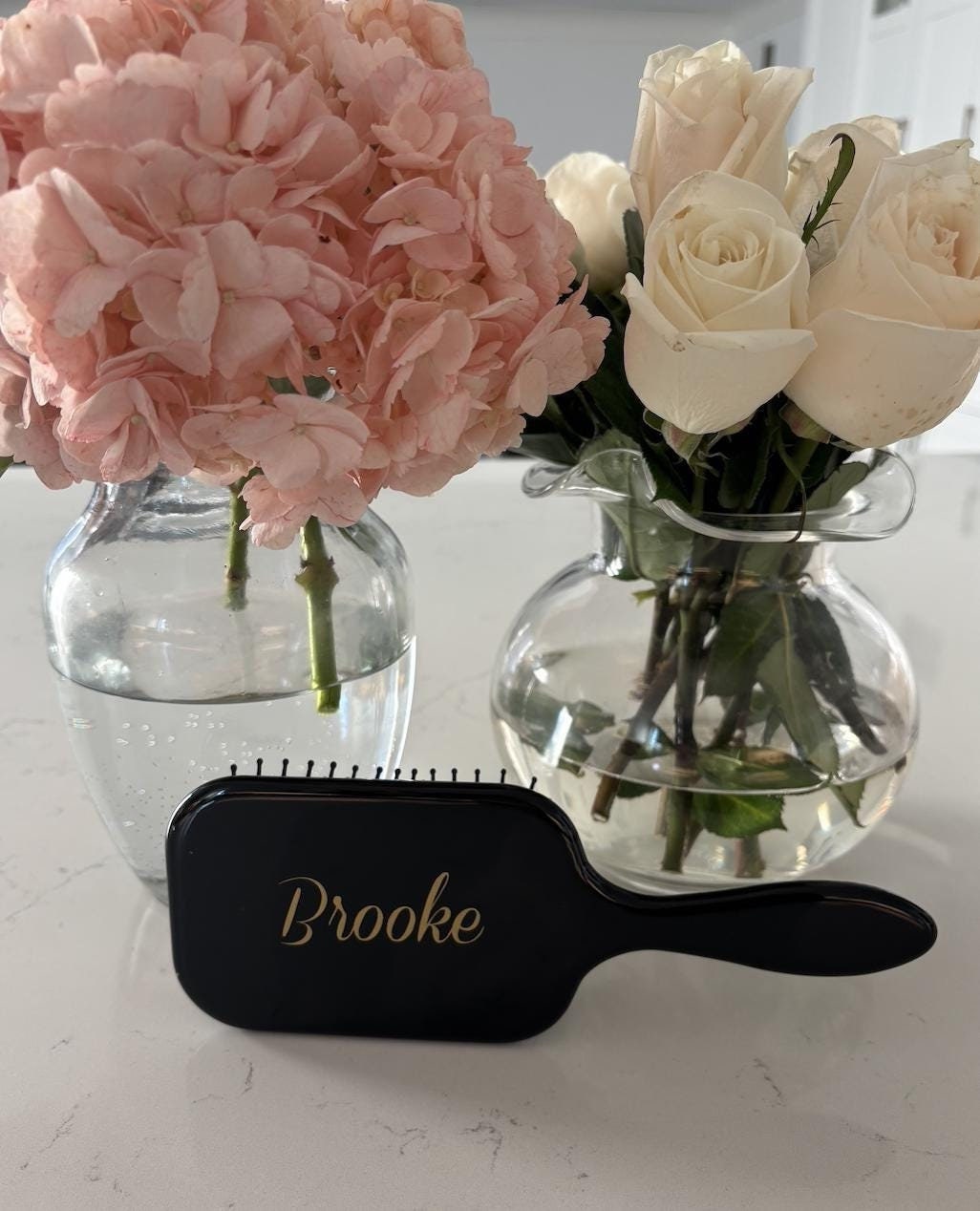 personalized 3”x 8” black hair brush