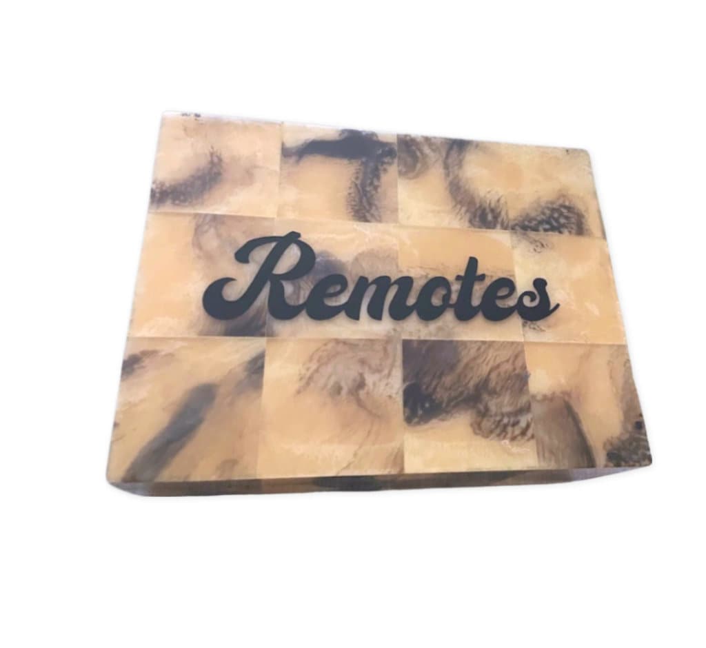 Personalized faux horn catchall box with Remotes