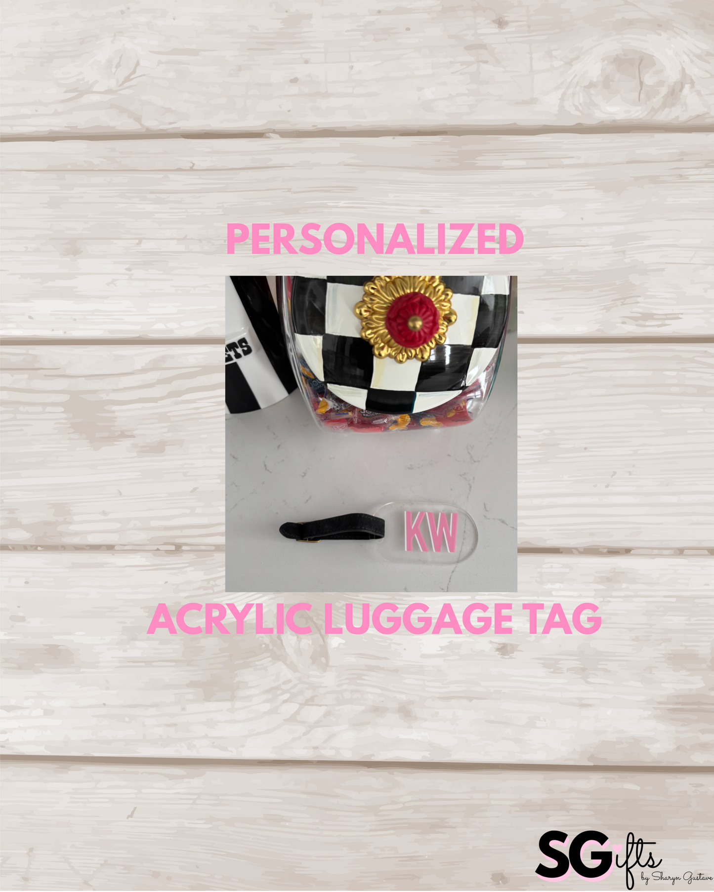 Personalized clear acrylic luggage tag