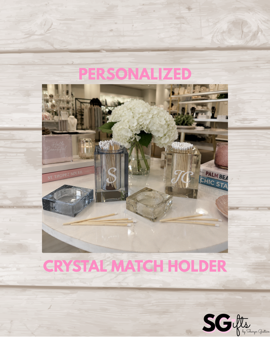Personalized crystal match holder /hostess gift  (matches not included)- 2 colors available