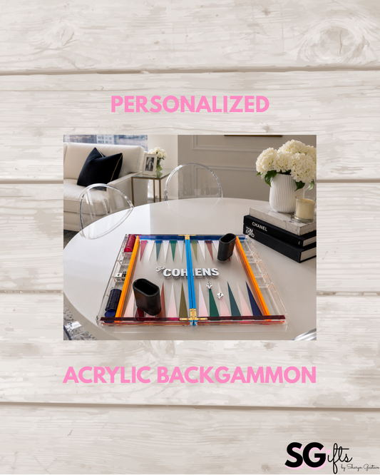 Personalized multi colored acrylic backgammon set