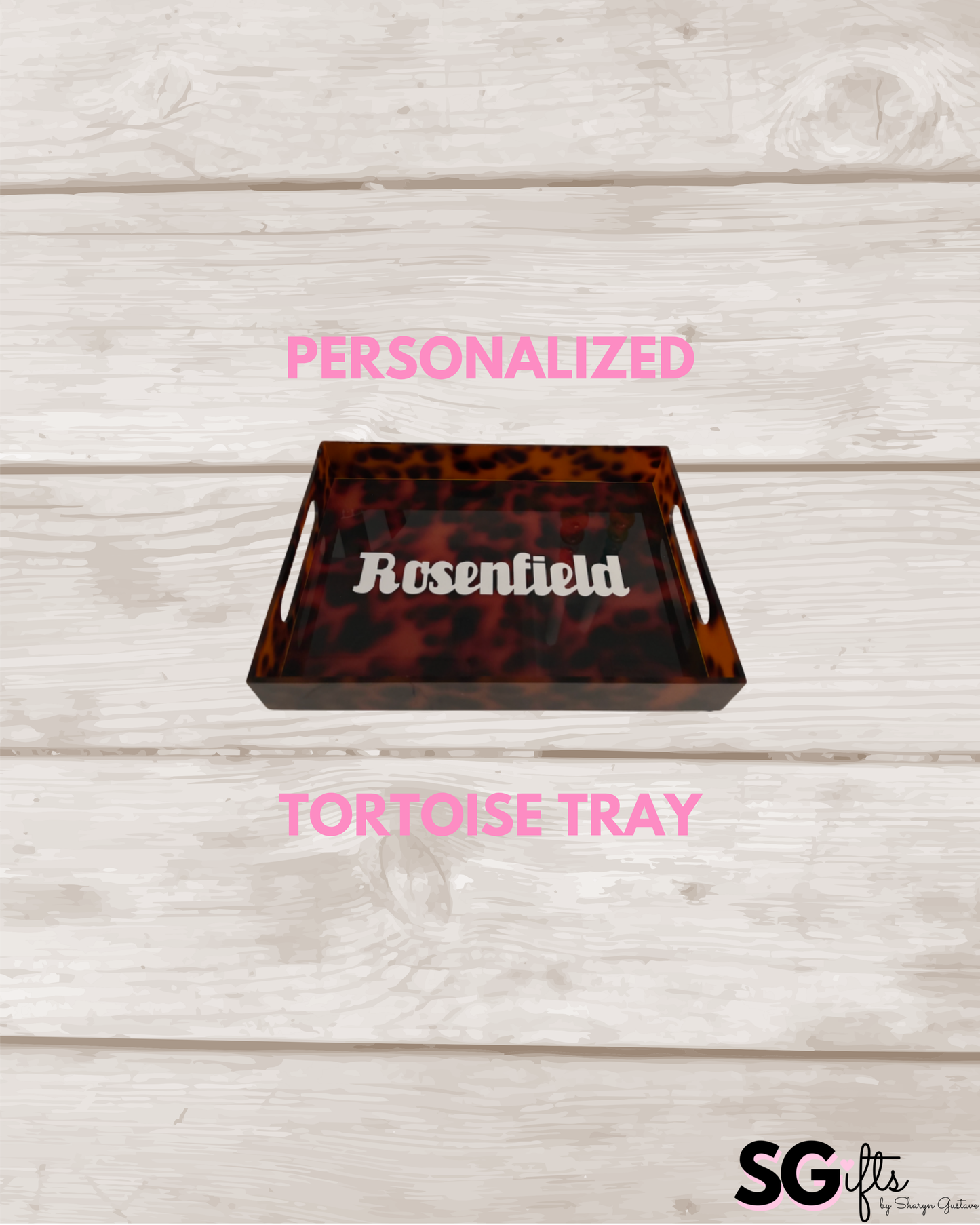 Personalized 8” x 12” acrylic tortoise tray - last name
