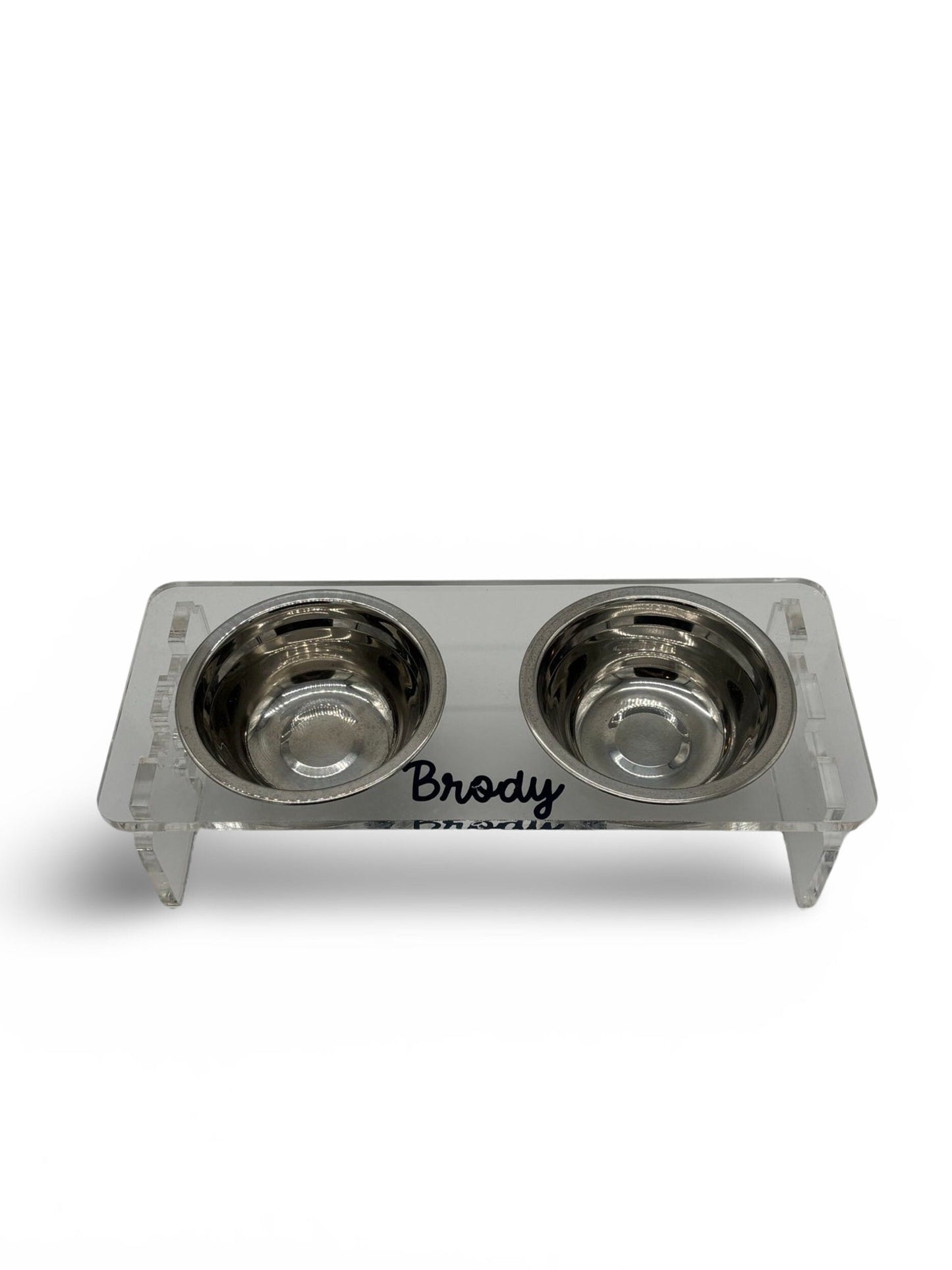 Personalized clear acrylic dog bowl set with your dogs name- small dog- 3.75"